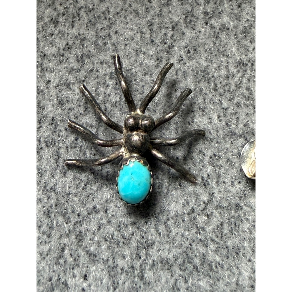 Single Spider Earring Navajo Sterling Silver & Turquoise